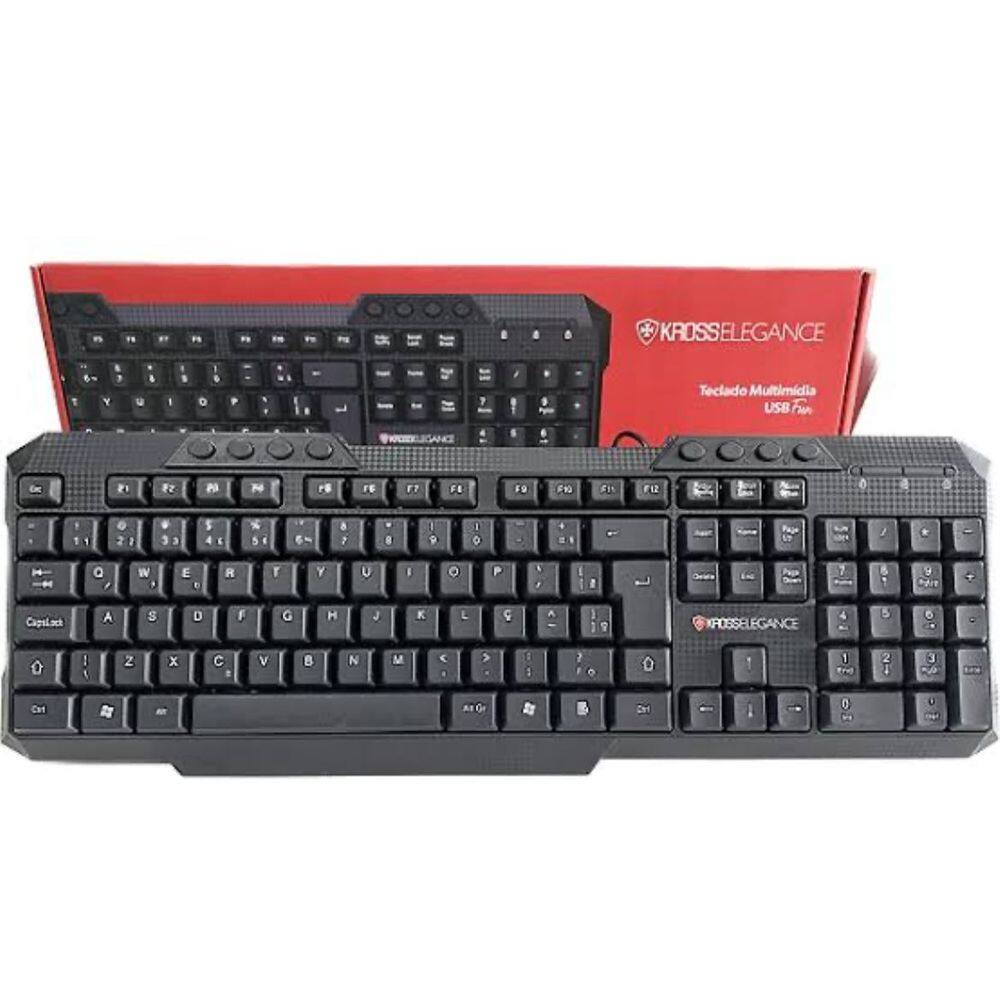 Teclado C/ Fio Multimídia Abnt2 Preto Kross Elegance Ke-k106