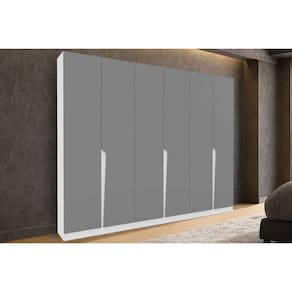 Guarda Roupa 6 Portas e 4 Gavetas Porto Branco/Cinza - Politorno