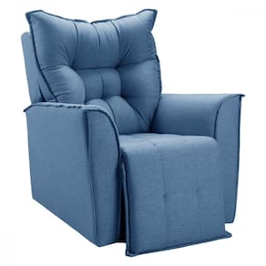 Poltrona Reclinavel Do Papai Para Sala King Tecido Linho Azul