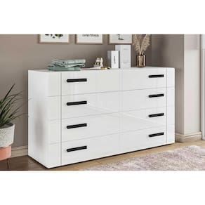 Cômoda Casal Lisboa c/ 8 Gavetas Branco - Politorno
