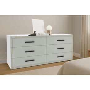 Cômoda Solteiro Valência c/ 6 Gavetas Branco/Verde - Politorno