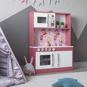 Cozinha Infantil HelenacomFogão Forno E Armários Branco-rosa