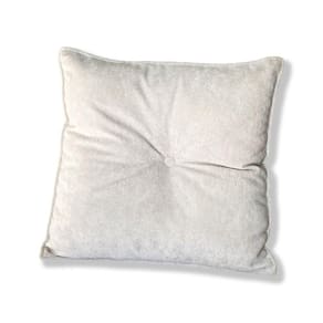 Almofada Quadrada Tina Com Botão Central 50x50 Cm Veludo 7 Decor Bege