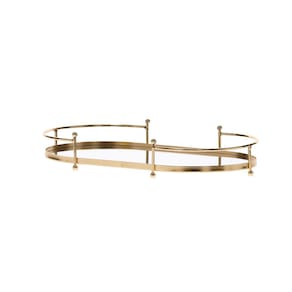 Bandeja Em Metal Dourada Com Espelho 34Cm