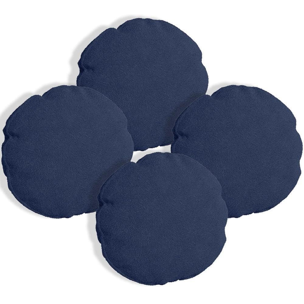 Kit 4 Almofadas Bolacha Redonda Cookie 40x40 Cm Boucle 7 Decor Azul Marinho