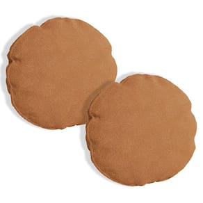 Kit 2 Almofadas Bolacha Redonda Cookie 40x40 Cm Veludo 7 Decor Terracota
