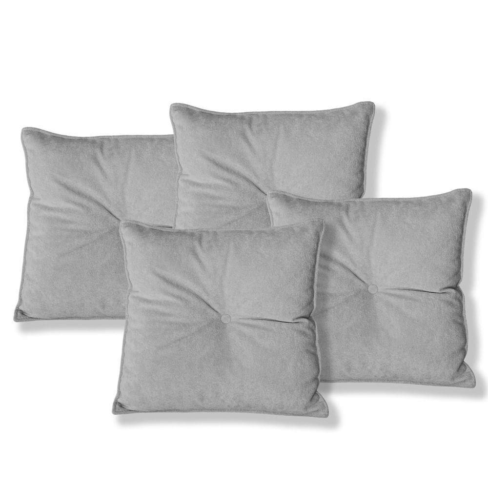 Kit 4 Almofadas Quadradas Tina Com Botão Central 50x50 Cm Boucle 7 Decor Prata