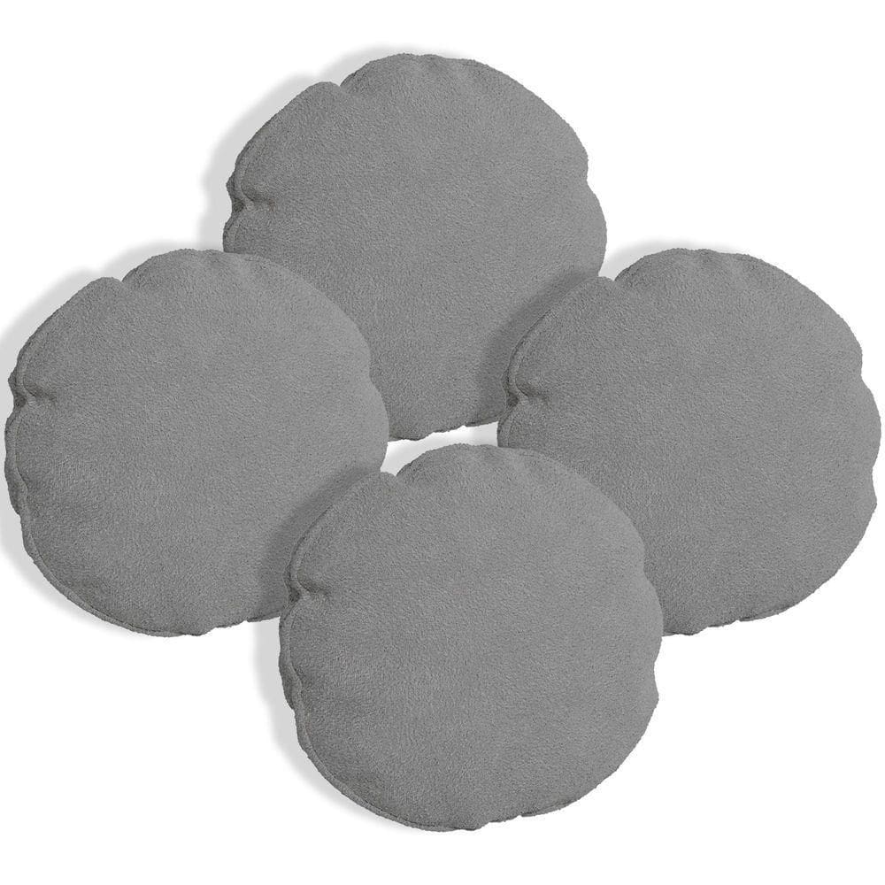 Kit 4 Almofadas Bolacha Redonda Cookie 40x40 Cm Veludo 7 Decor Cinza Escuro