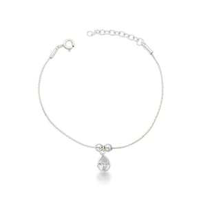 Pulseira Minimalista Com Gota Em Zirconia Prata 925