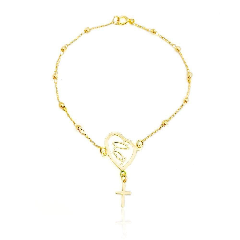 Pulseira Terço Maria Banhado A Ouro 18k