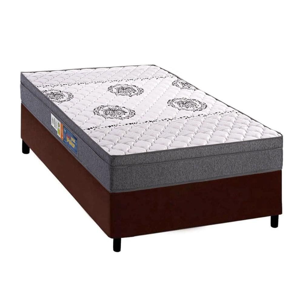 Conjunto Box Solteiro: Colchão Espuma Polar D45 Pérola Brown + Base CRC Courano Brown (88x188)