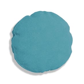 Almofada Bolacha Redonda Cookie 40x40 Cm Veludo 7 Decor Azul Turquesa
