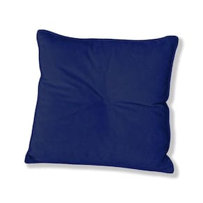 Almofada Quadrada Tina Com Botão Central 50x50 Cm Boucle 7 Decor Azul Marinho