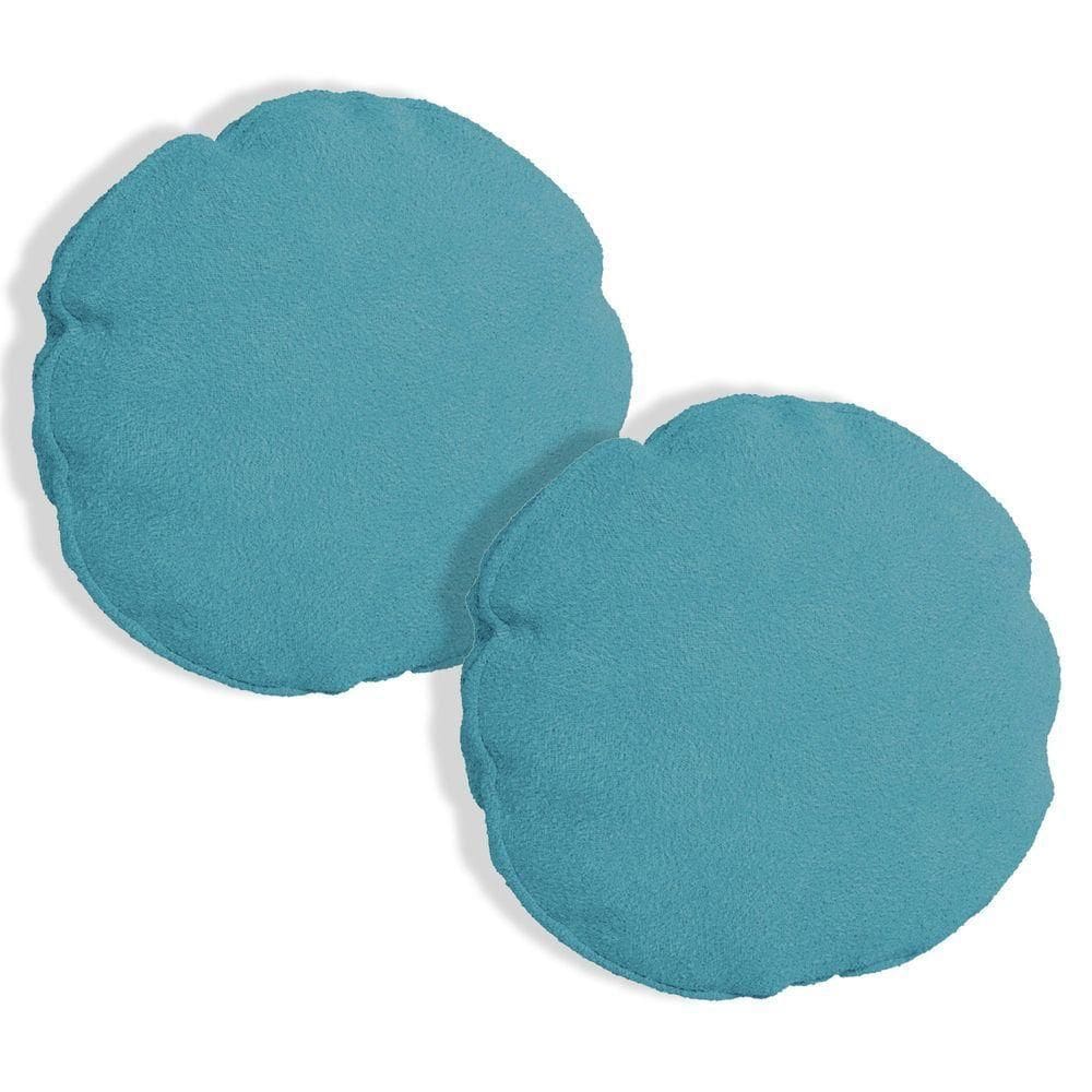 Kit 2 Almofadas Bolacha Redonda Cookie 40x40 Cm Boucle 7 Decor Azul Turquesa