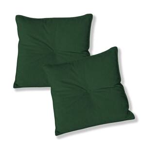 Kit 2 Almofadas Quadradas Tina Com Botão Central 50x50 Cm Boucle 7 Decor Verde Escuro