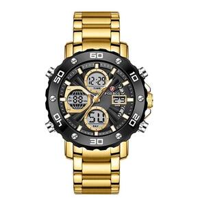 Relógio Digital Masculino De Quartzo Esportivo Militar Em Aço Inoxidavel Impermeavel Preto Dourado