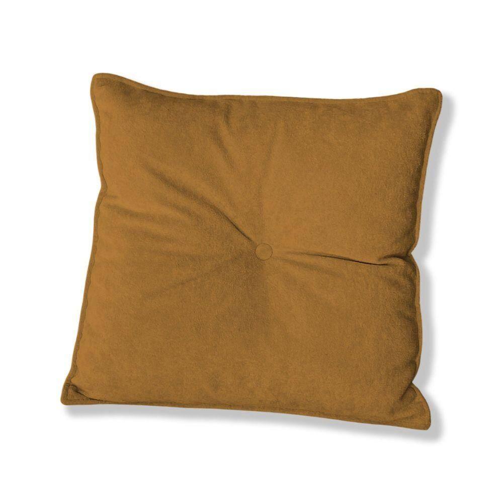 Almofada Quadrada Tina Com Botão Central 50x50 Cm Veludo 7 Decor Terracota