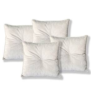 Kit 4 Almofadas Quadradas Tina Com Botão Central 50x50 Cm Veludo 7 Decor Bege