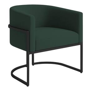 Poltrona Decorativa Luana Boucle Com Pés De Ferro Preto 7 Decor Verde Escuro