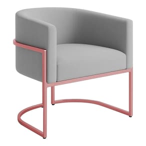 Poltrona Decorativa Luana Veludo Com Pés De Ferro Rosê 7 Decor Prata