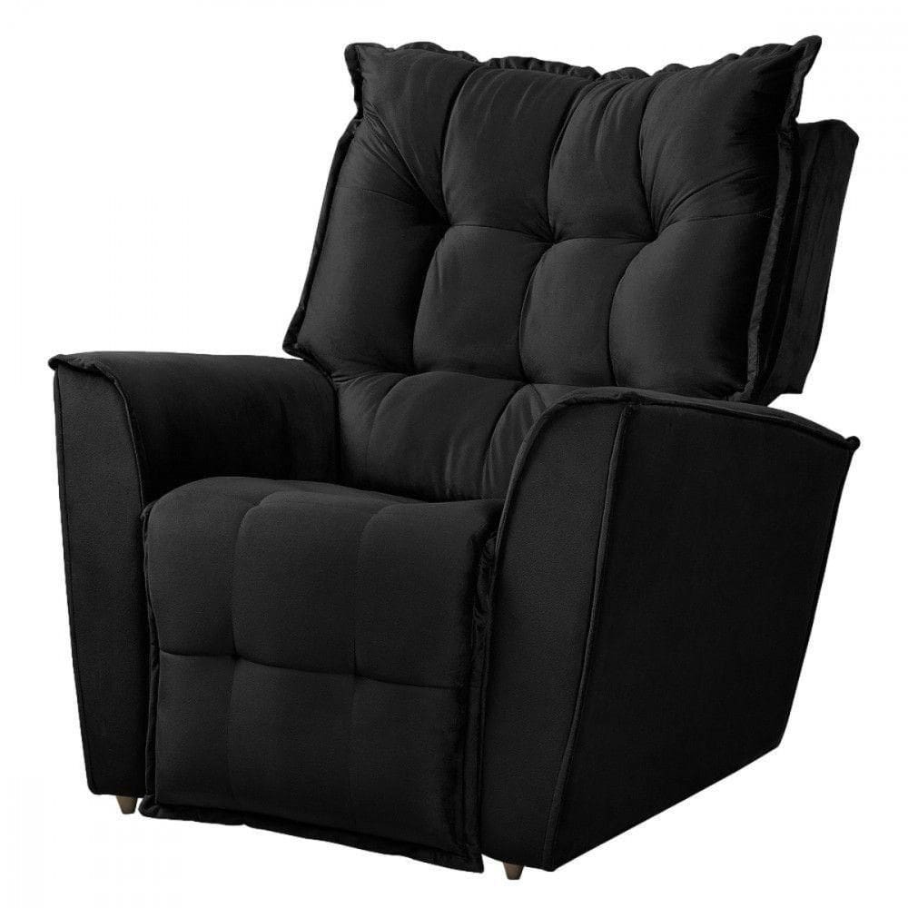 Poltrona Reclinavel Do Papai Para Sala King Veludo Preto Preto