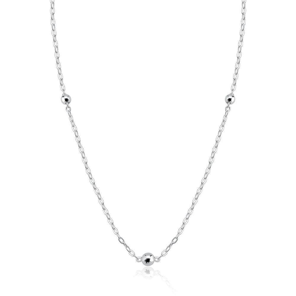 Colar Choker Bolas 3mm 4mm Prata 925