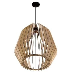 Luminária Teto Tipo Pendente Amazonas Mdf Completa - MDF Cru