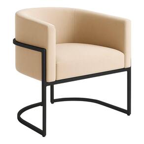 Poltrona Decorativa Luana Veludo Com Pés De Ferro Preto 7 Decor Bege