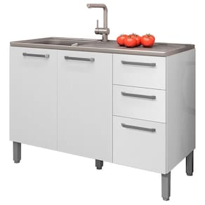 Balcao Para Pia 3 Portas 2 Gavetas 120 Cm Mad Versalhes Ktp Branco Supremo