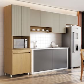 Cozinha Completa 4 Peças 9 Portas 1 Gavetas Carvalho/Greige