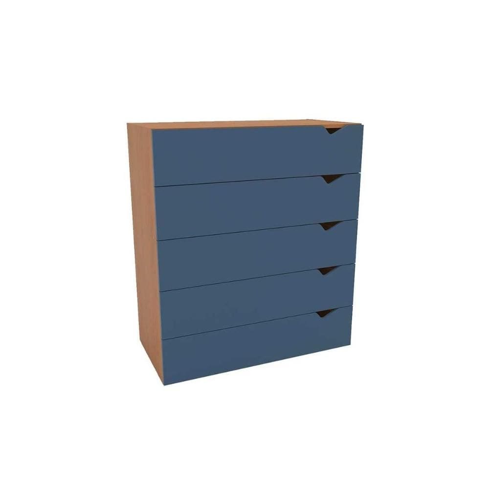 Cômoda Juvenil Porto c/ 5 Gavetas Freijo/Azul - Politorno