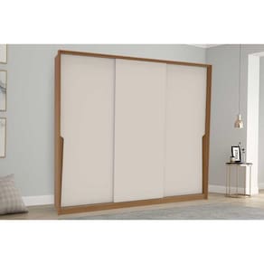Guarda Roupa 3 Portas de Correr e 4 Gavetas Porto Freijo/Creme - Politorno