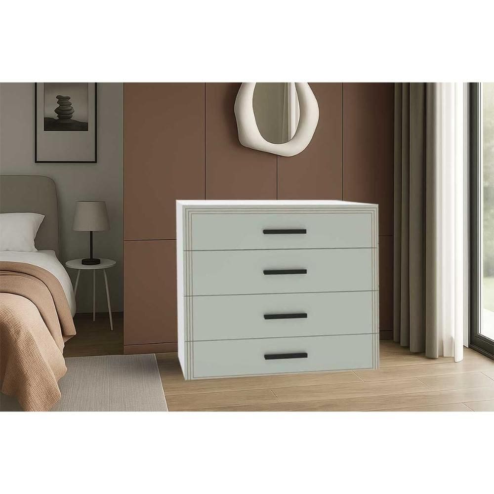 Cômoda Casal Valência c/ 4 Gavetas Branco/Verde - Politorno