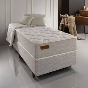 Conjunto Solteiro com Colchão e Cama Box Ammezen Firme 96cm X 203cm X 67cm Bege Bege