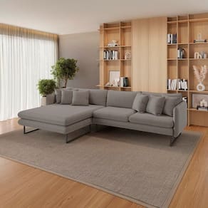 Sofá 5 Lugares Linho 92cm X 284cm Ricco Cinza