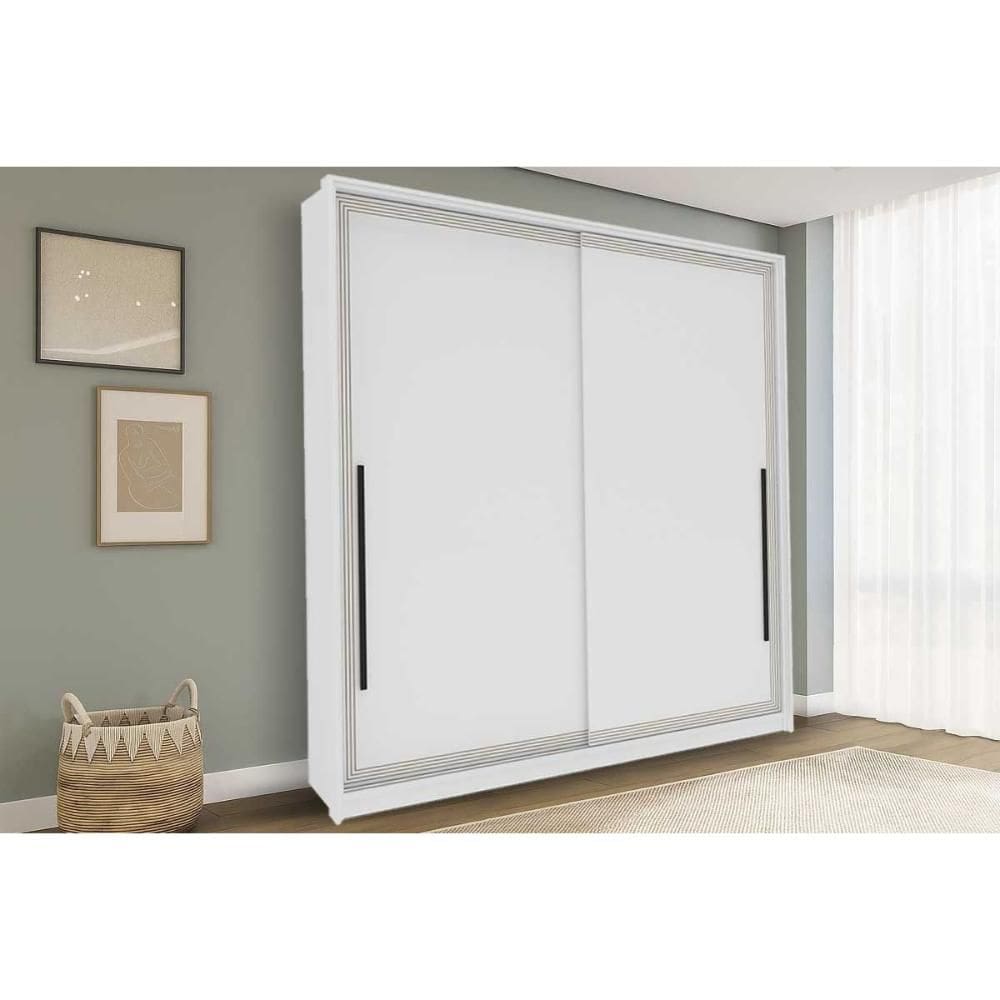 Guarda Roupa 2 Portas de Correr e 2 Gavetas Valência Branco - Politorno
