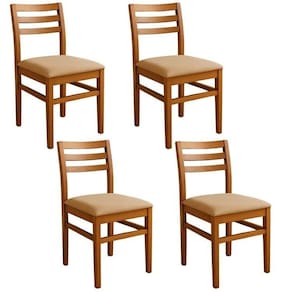 Kit 4 Cadeiras para Sala de Jantar em Madeira Maciça Diamante Mel /Bege