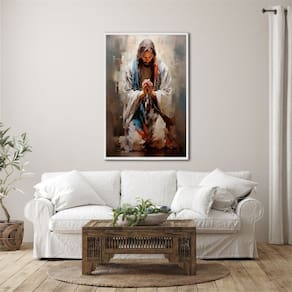 Quadro Decorativo Religioso Jesus em Oração 1 Tela 80cm X 120cm para Sala Quarto Igreja Sem Vidro Branco
