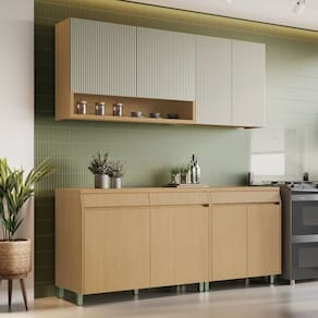 Cozinha Completa 4 Peças 8 Portas 3 Gavetas Carvalho/Greige