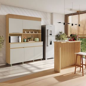 Cozinha Completa 2 Peças 5 Portas 2 Gavetas Carvalho/Greige