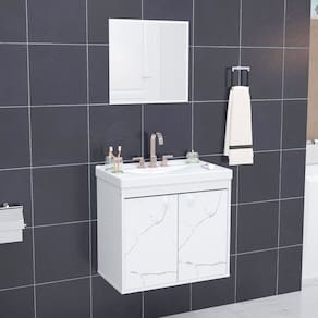 Armário para Banheiro com Espelharia Bergame Branco