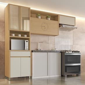 Cozinha Completa 3 Peças 6 Portas 1 Gavetas Carvalho/Greige