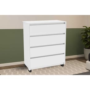 Cômoda Solteiro Coimbra c/ 4 Gavetas Branco - Politorno