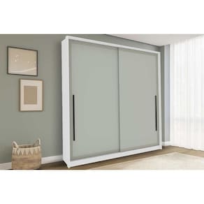 Guarda Roupa 2 Portas de Correr e 2 Gavetas Valência Branco/Verde - Politorno