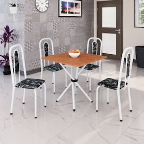 Conjunto Sala de Jantar com 4 Cadeiras Lívia Preto / Branco