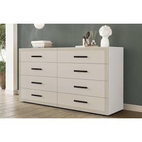 Cômoda Casal Valência c/ 8 Gavetas Branco/Creme - Politorno