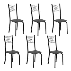 Kit 6 Cadeiras para Sala de Jantar Sara Preto Liso