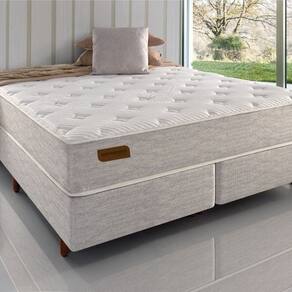Conjunto Casal com Colchão e Cama Box Ammezen Macio 138cm X 188cm X 67cm Bege