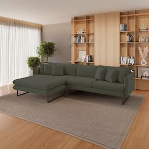 Sofá 5 Lugares Linho 92cm X 284cm Ricco Verde