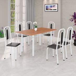 Conjunto para Sala de Jantar com 6 Cadeiras Lívia Preto / Branco